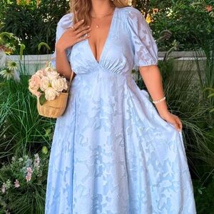 SHEIN Light Blue Floral Maxi Dress